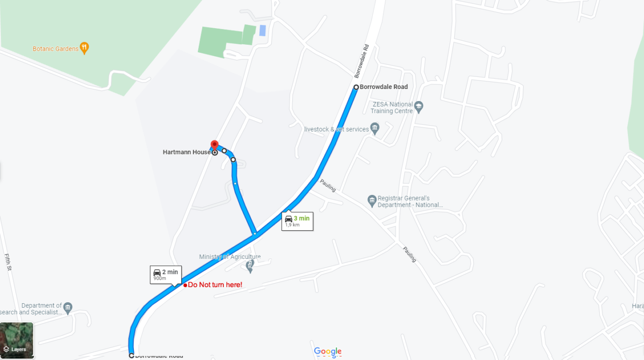 Directional map showing the route to the Stragglers Junior Cricket Week venue